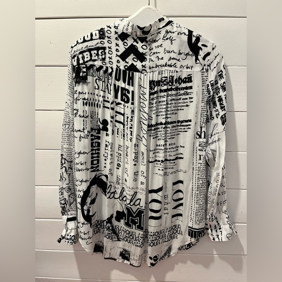 🖤 MARC AUREL – Black & White Graphic Print Blouse – Size 42 - Picture 10 of 11